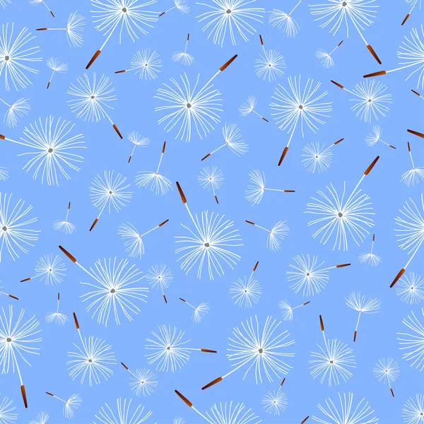 Light blue seamless pattern with dandelion fluff — Stock Vector