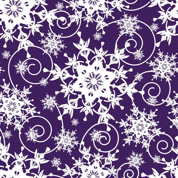 Bright dark blue seamless pattern with snowflakes — Stock Vector