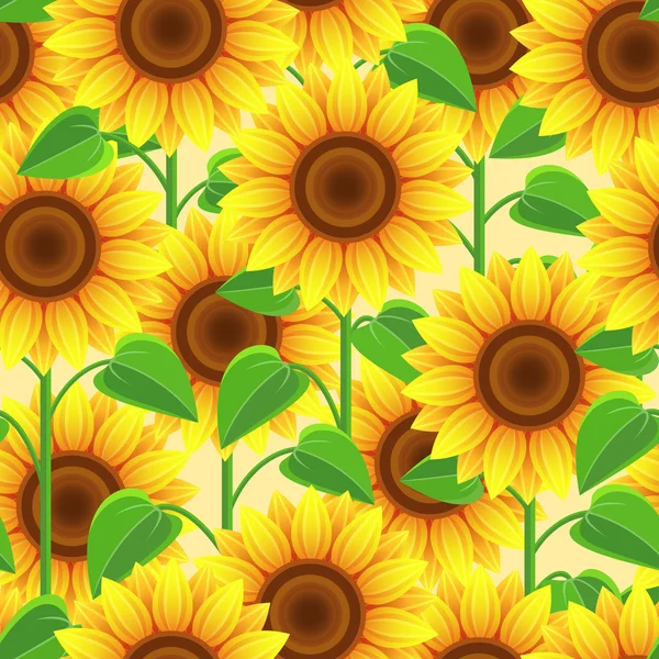 Bright seamless pattern with flowers sunflowers — Stock Vector