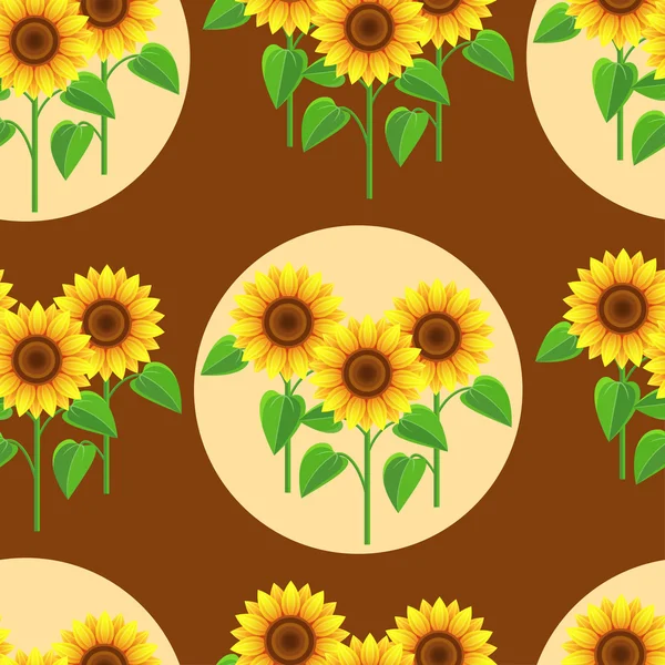 Naadloze patroon met bloemen zonnebloemen en cirkels Rechtenvrije Stockillustraties