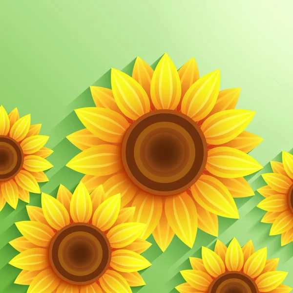 Nature modern background with 3d sunflower — Stock Vector