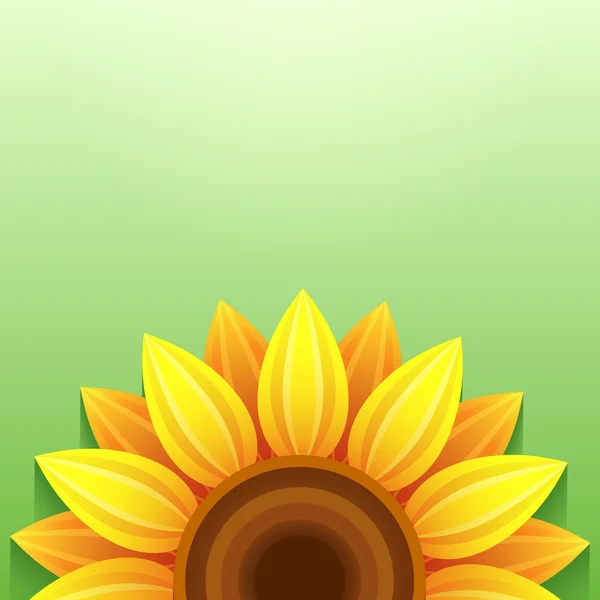 Latar belakang hijau bergaya dengan bunga matahari 3d - Stok Vektor