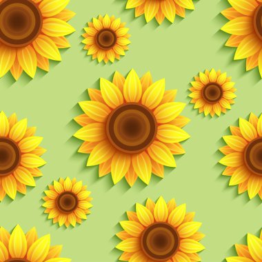 Doğa seamless modeli 3d ayçiçeği ile