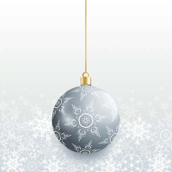 Christmas card with grey christmas ball — Stock Vector