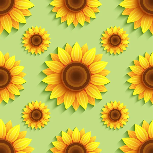 Fond motif sans couture avec tournesols — Image vectorielle