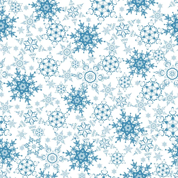 Festive seamless pattern with blue snowflakes — Stock Vector