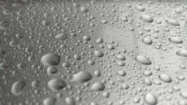 Close Water Droplets Silver Glass — Stock Photo, Image