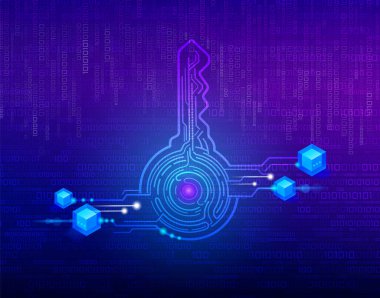 Kişisel Bitcoin Kripto para birimi dijital imzası için özel anahtar, engelleme zinciri tarafından doğrulandı. EPS dosyası.