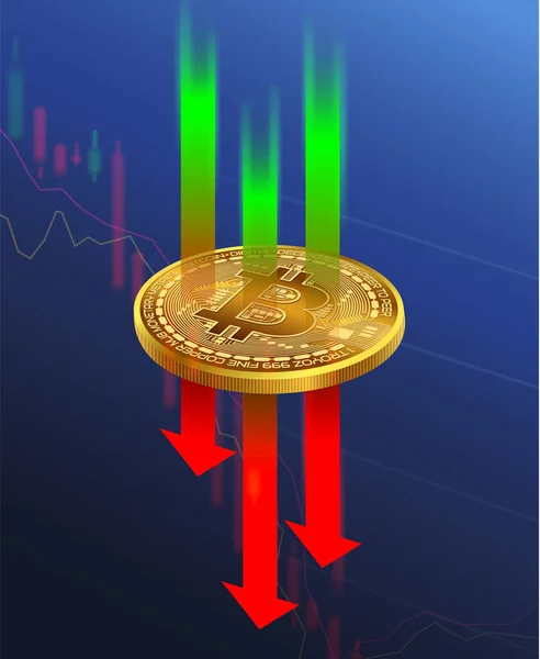 Bitcoin Trading Market Pour Cryptocurrencies Fois Hausse Baisse Des Marchés — Image vectorielle