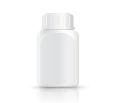 Beyaz arka planda izole edilmiş gerçekçi, beyaz bir plastik şişe. EPS dosyası.