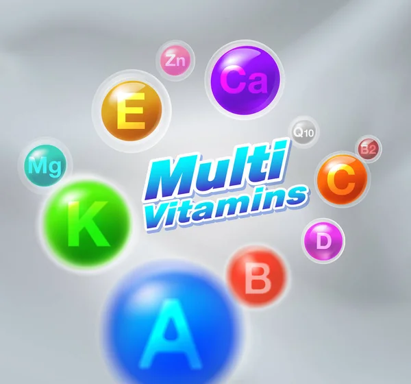 Multivitamines Minéraux Capsule Complexe Contenant Des Vitamines Médicinales Pour Promotion — Image vectorielle