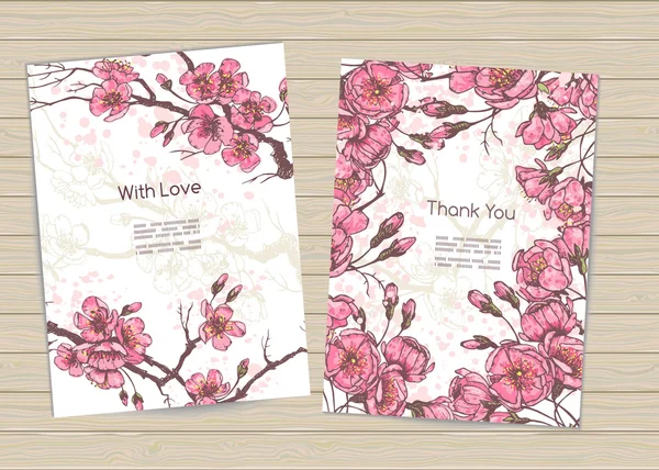 Elegante sakura kaarten set — Stockvector