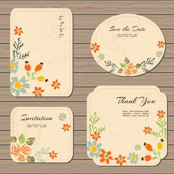 Vintage floral kaarten collectie — Stockvector