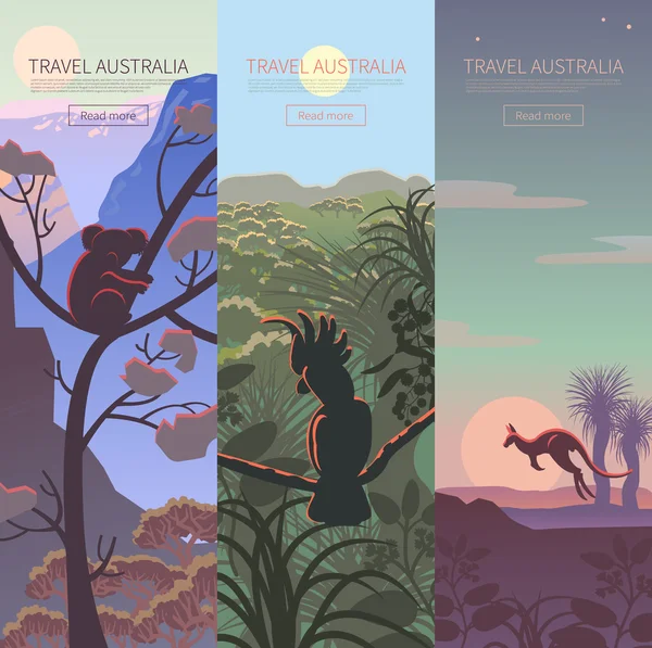 Uppsättning av australiska resor affischer — Stock vektor