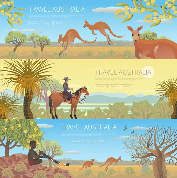 Set of Australian travel posters — Stock Vector