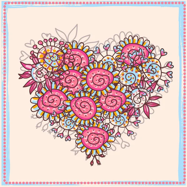 Coeur à motifs floraux — Image vectorielle