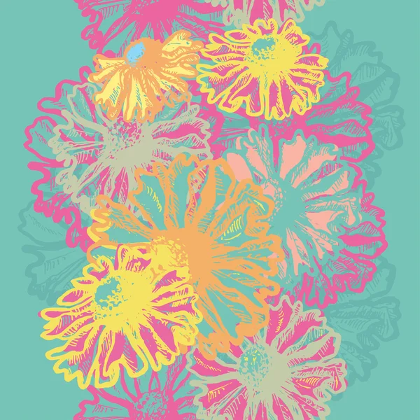 Brillante borde floral sin costura — Vector de stock