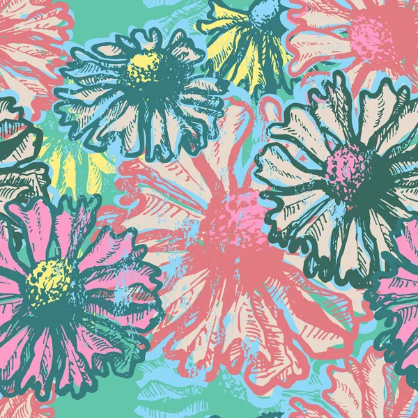 Hand dawn fresh floral seamless pattern — Stock Vector