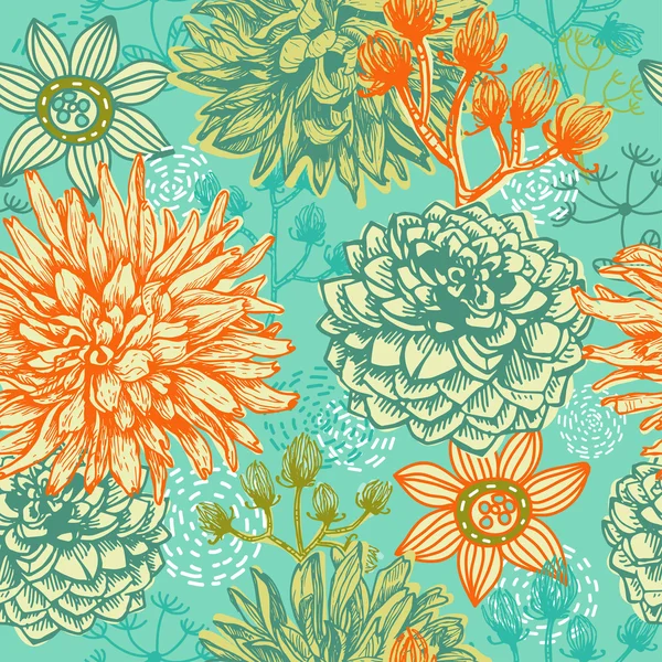 Fondo floral decorativo sin costuras — Vector de stock