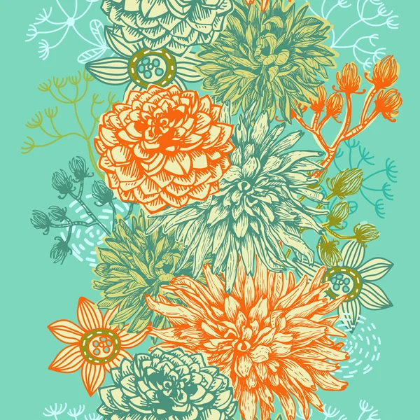 Décoratif floral vertical bordure sans couture — Image vectorielle
