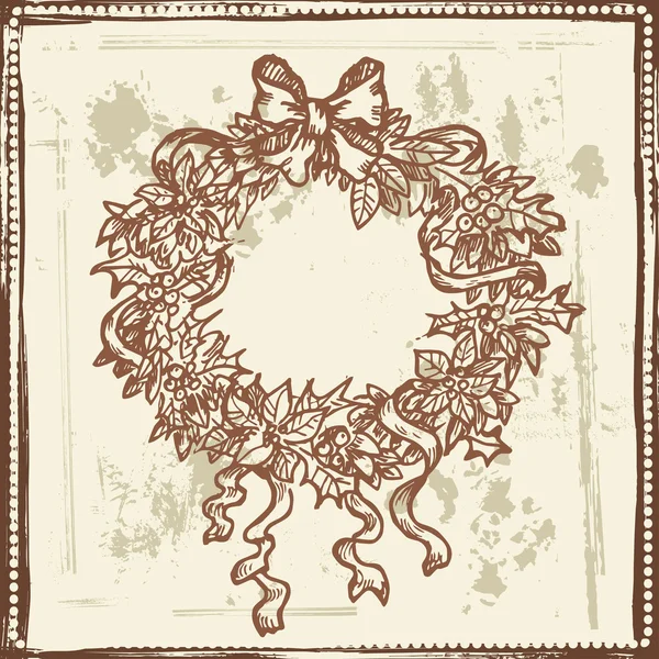 Hand drawn sketch of Christmas wreath — Stock Vector