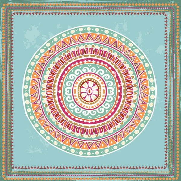 Handgezeichnetes indisches kunterbuntes Mandala — Stockvektor