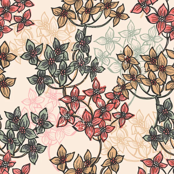 Motif floral sans couture rétro — Image vectorielle