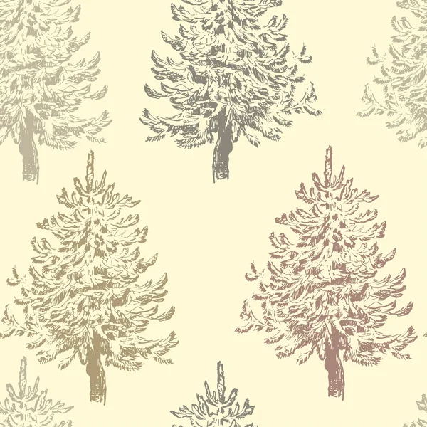 手描き下ろしヴィンテージ小ぎれいな木シームレス パターン — ストックベクタ