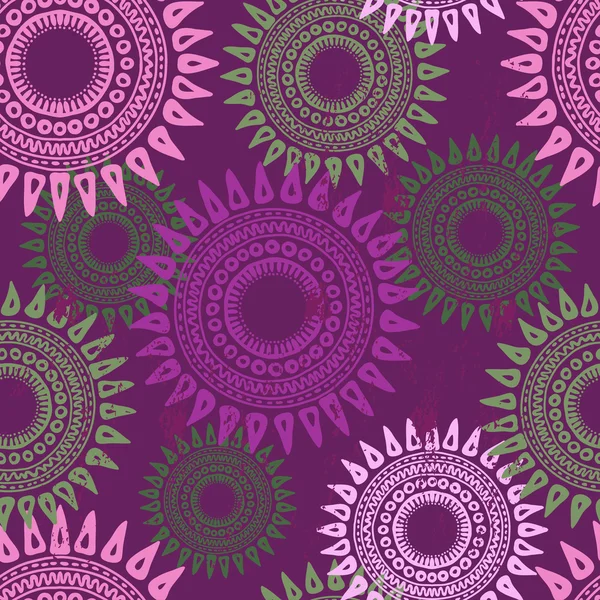 Tonos violetas encaje mandalas patrón sin costuras — Archivo Imágenes Vectoriales