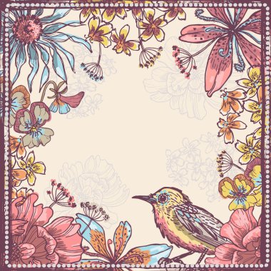 Botanik Tema vignette el çekilmiş