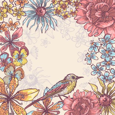 İhale pastel tonları botanik çerçeve