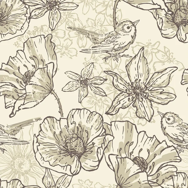 Hand drawn vintage  botanical  seamless pattern — Free Stock Photo