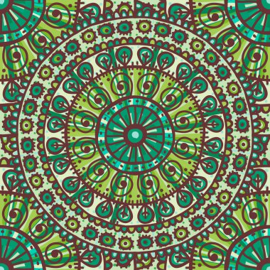 Elle çizilmiş sorunsuz yeşil mandala desen