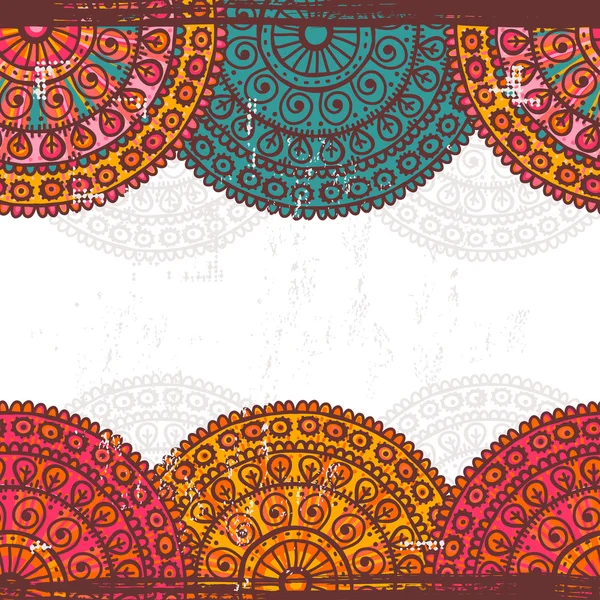 Hand drawn  lace mandalas  ethnic  seamless border — Stock Vector