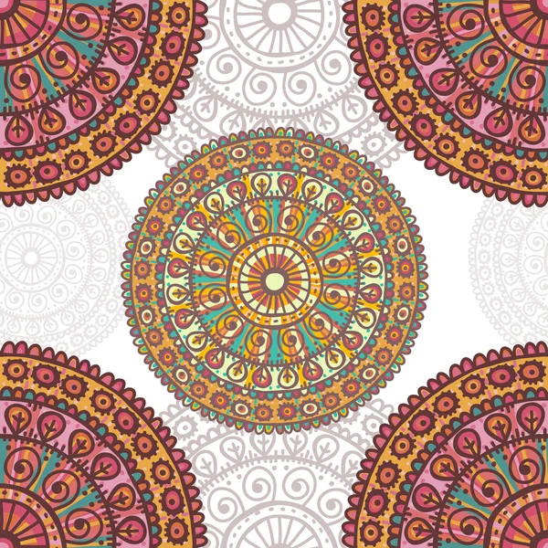 Motley mandalas dessiné à la main motif sans couture — Image vectorielle