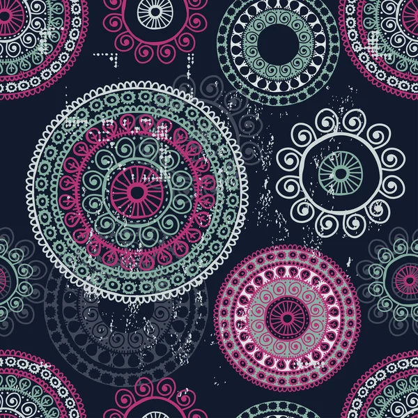Hand drawn  lace mandalas  ethnic  seamless pattern — Stock Vector