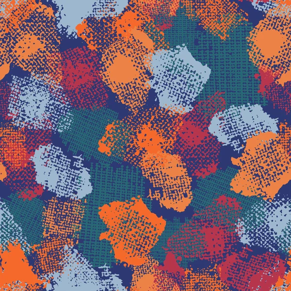 Handmålade texturerat abstrakta sömlösa mönster i blått och ora — Stock vektor