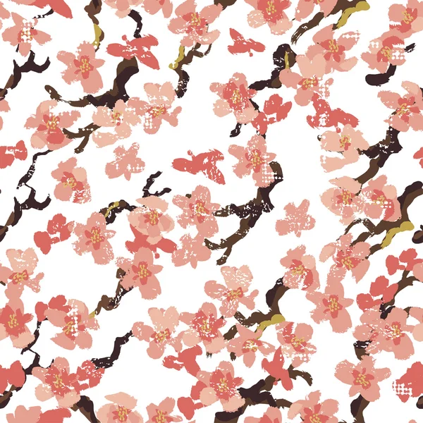 Hand painted  sakura seamless pattern on white background — Free Stock Photo