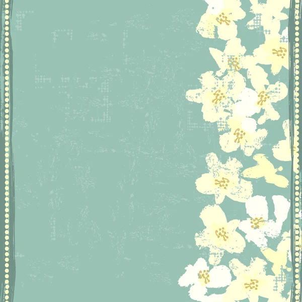 Hand painted textured white spring flowers  vertical seamless bo — Stock Vector