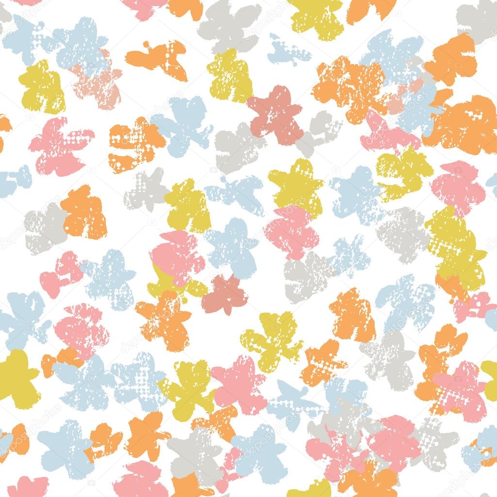Hand painted textured  motley meadow seamless pattern