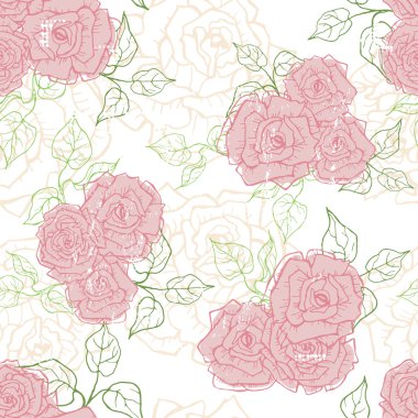 Elle çizilmiş ihale vintage gül seamless modeli 