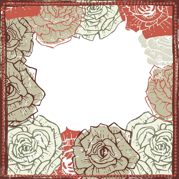 Hand drawn roses frame — Stock Vector