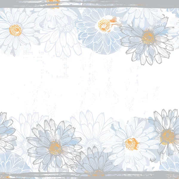 Handgemaakte elegantie verse bloemen naadloze banner. — Stockvector