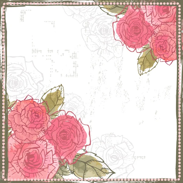 Свежие розовые розы рамка границы — стоковый вектор