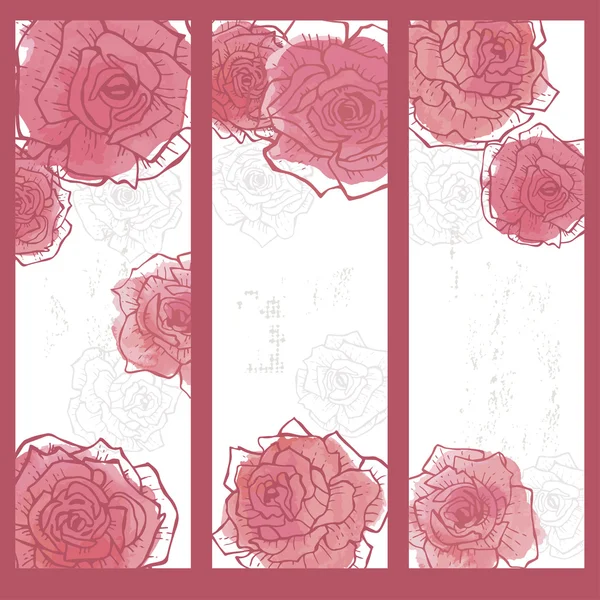 Conjunto de tarjetas de rosas tiernas — Archivo Imágenes Vectoriales