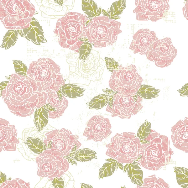 Tender vintage roses seamless pattern — Stock Vector