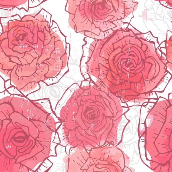 Бесшовный рисунок акварельных роз — стоковый вектор