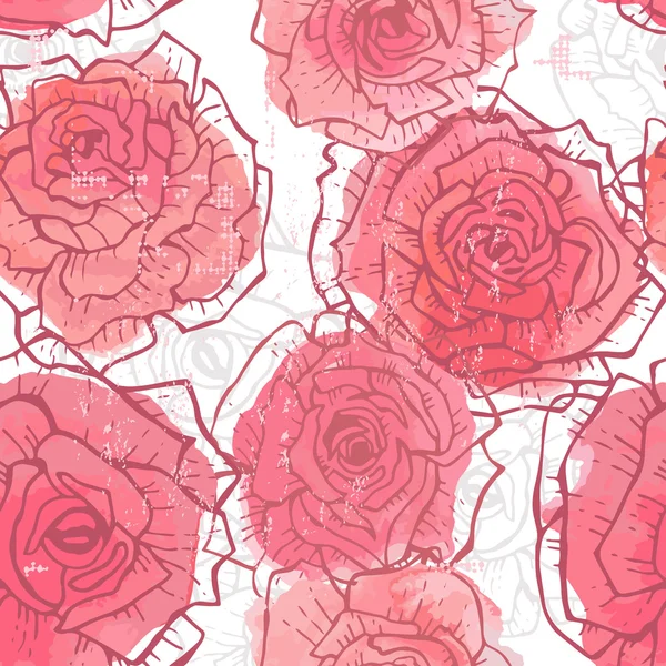 Aquarelle Roses Motif sans couture — Image vectorielle