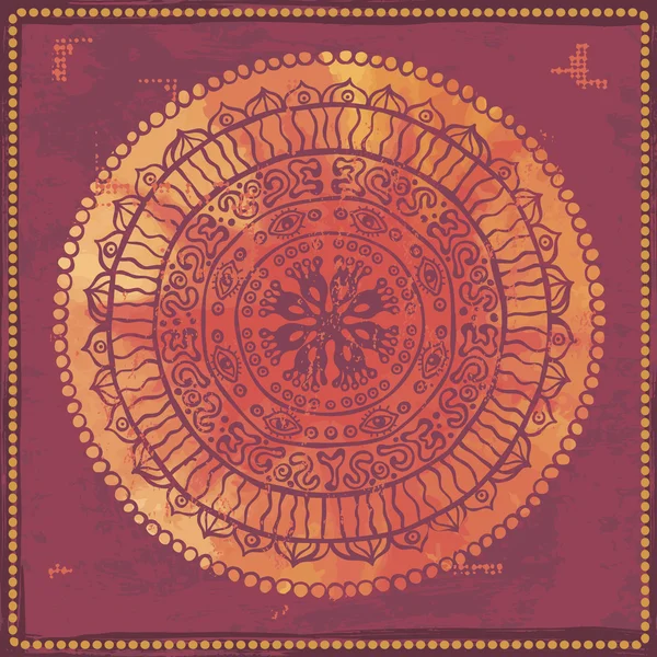 Mandala indien dessiné à la main — Image vectorielle