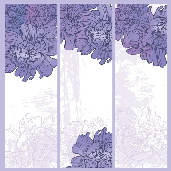 水彩の花カードのセット — ストックベクタ
